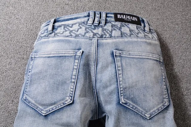 Blue White Light-Wash Distressed Denim Geometric Stitched Panels Shorts 5