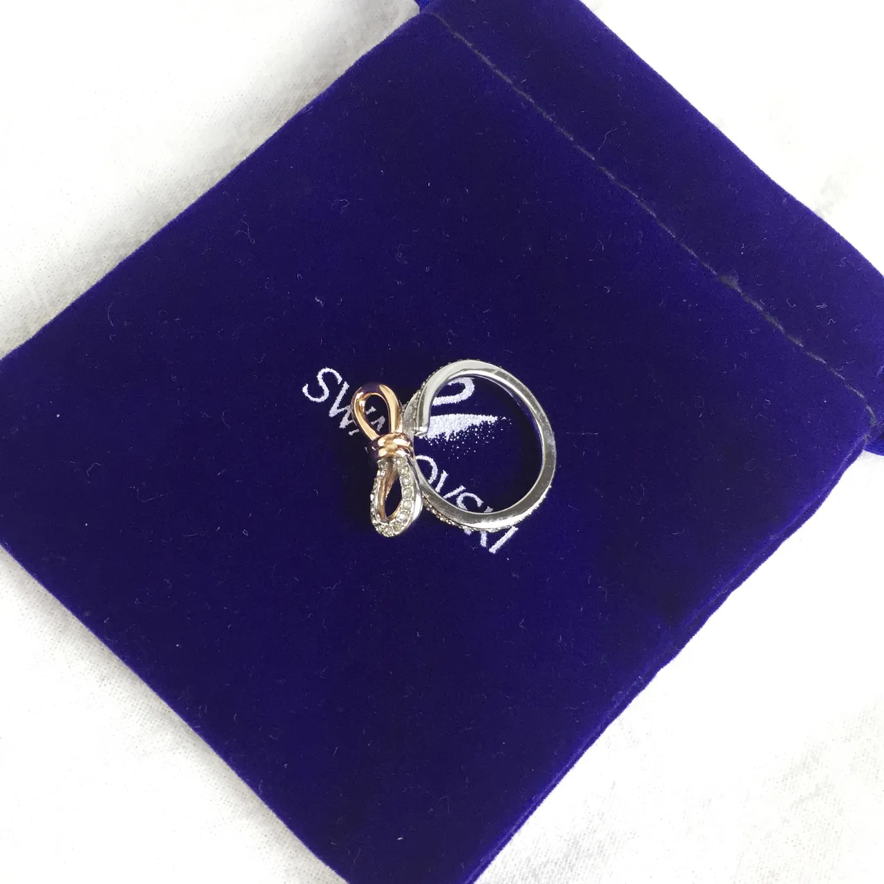 Bow-Shaped Pavé Two-Tone Open Ring 5