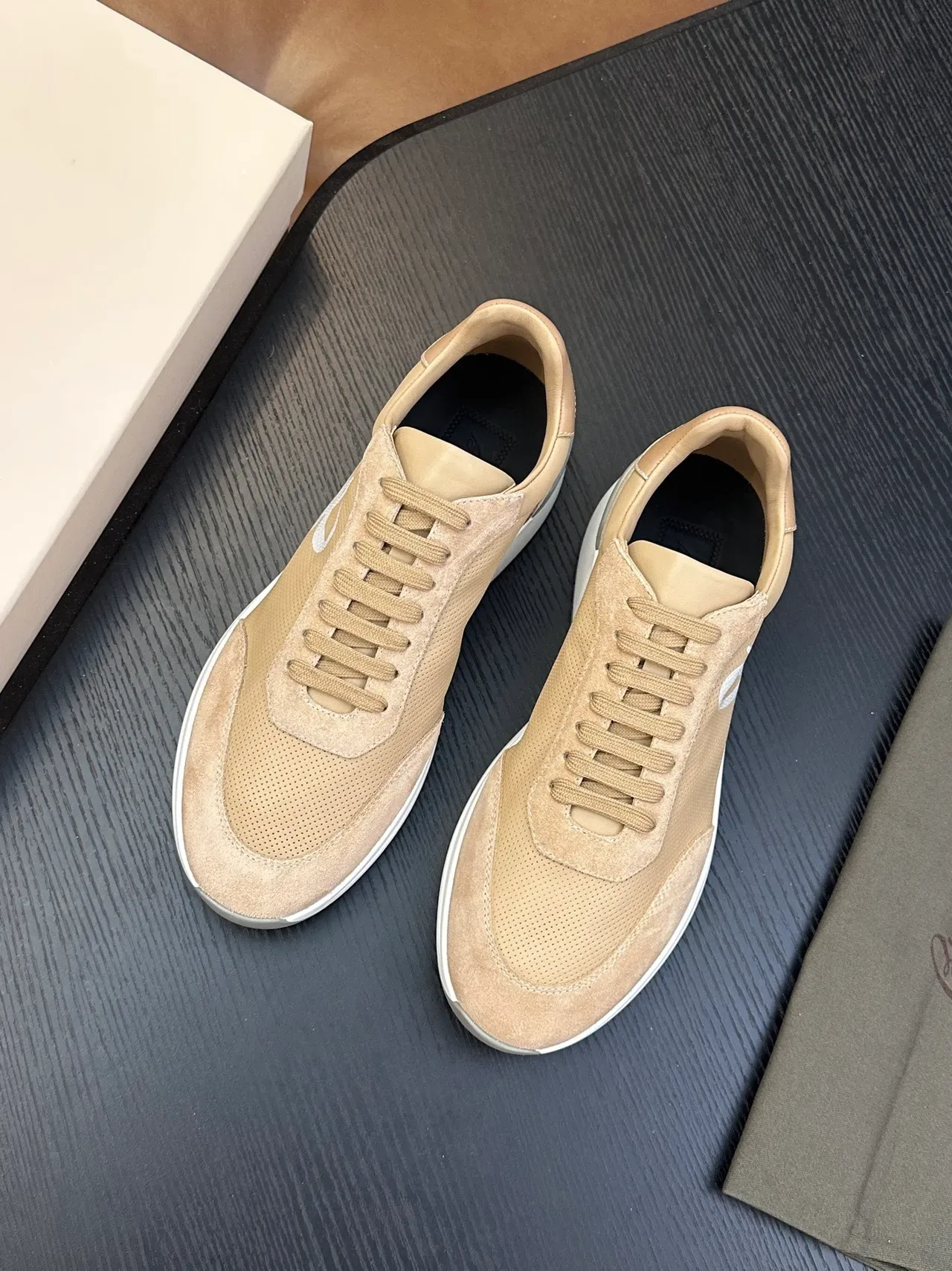 Brioni Beige Perforated Suede Lifestyle Sneaker 3