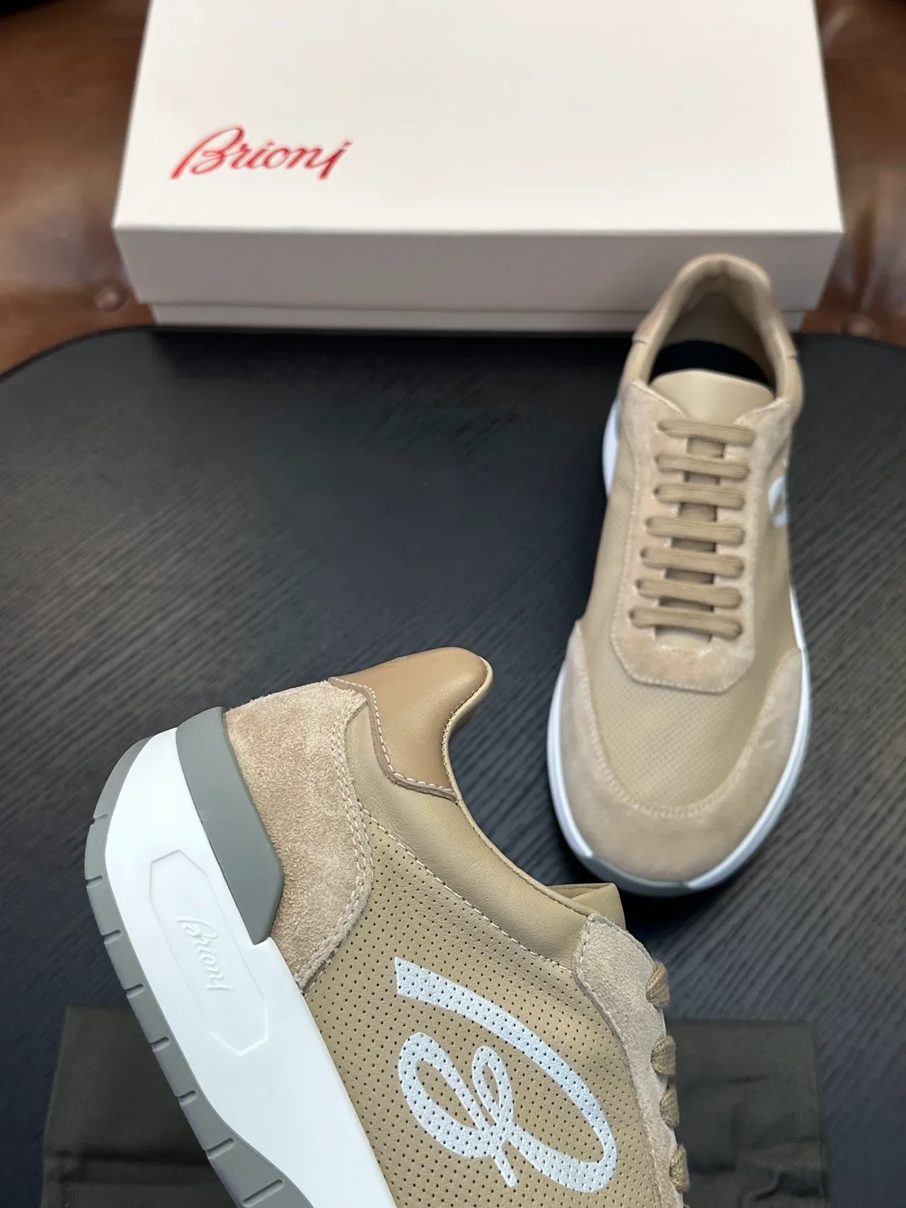 Brioni Beige Perforated Suede Lifestyle Sneaker 7