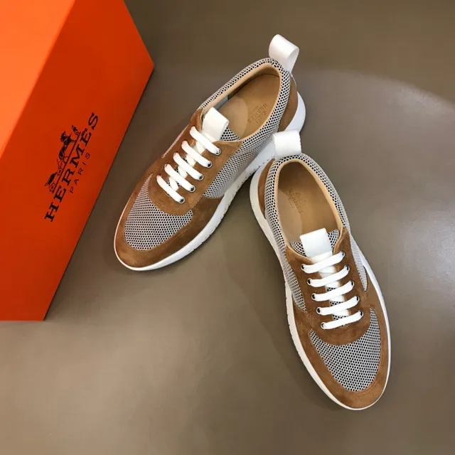 Brown and White Mesh-Suede Panel Low-Top Lace-Up Sneaker 6