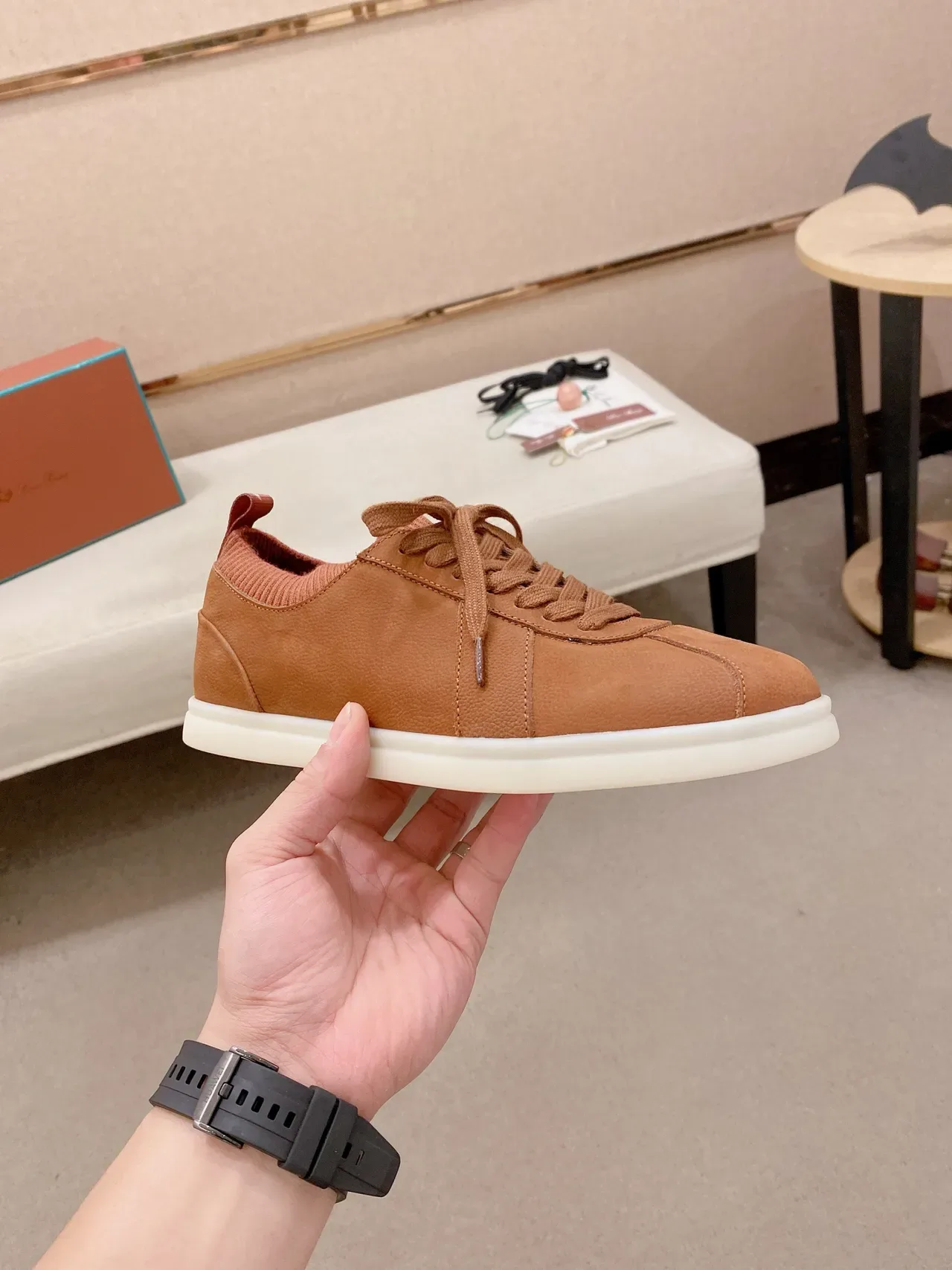 Brown Pink Low-Top Lace-Up Lifestyle Sneakers 5