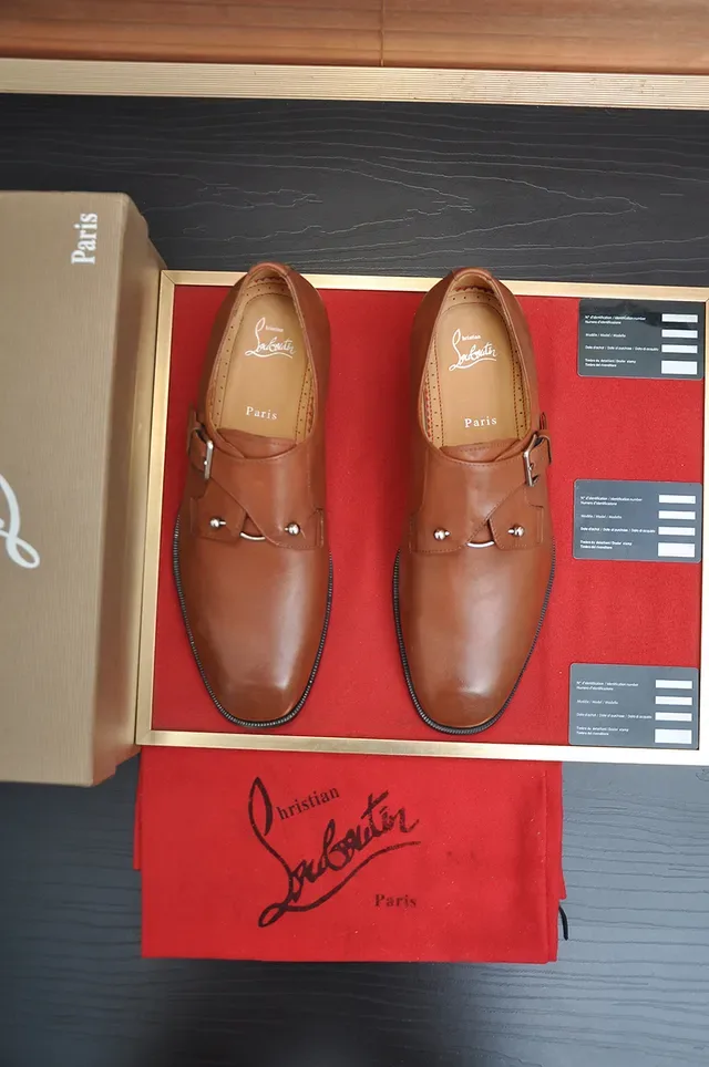 Brown Red Single Strap Buckle Closure Monk Shoes 5