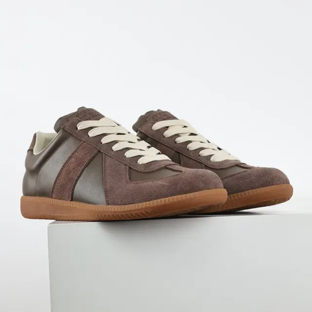 Brown Suede and Leather Panelled Retro Runner Lifestyle Sneakers 3