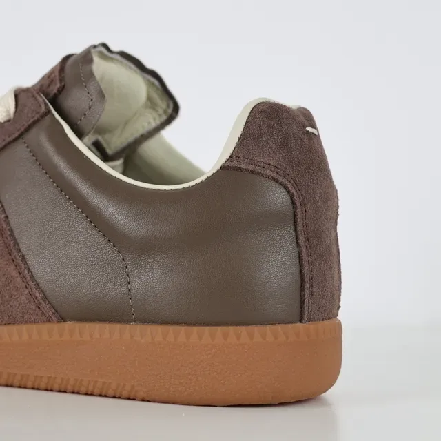 Brown Suede and Leather Panelled Retro Runner Lifestyle Sneakers 4