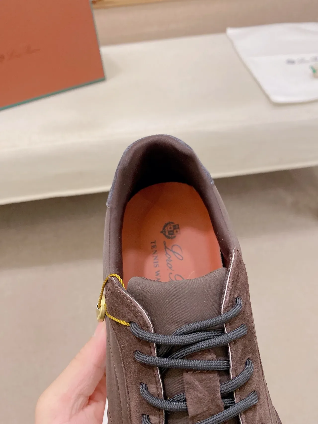 Brown Suede and Nylon Low-Top Lifestyle Sneaker 4