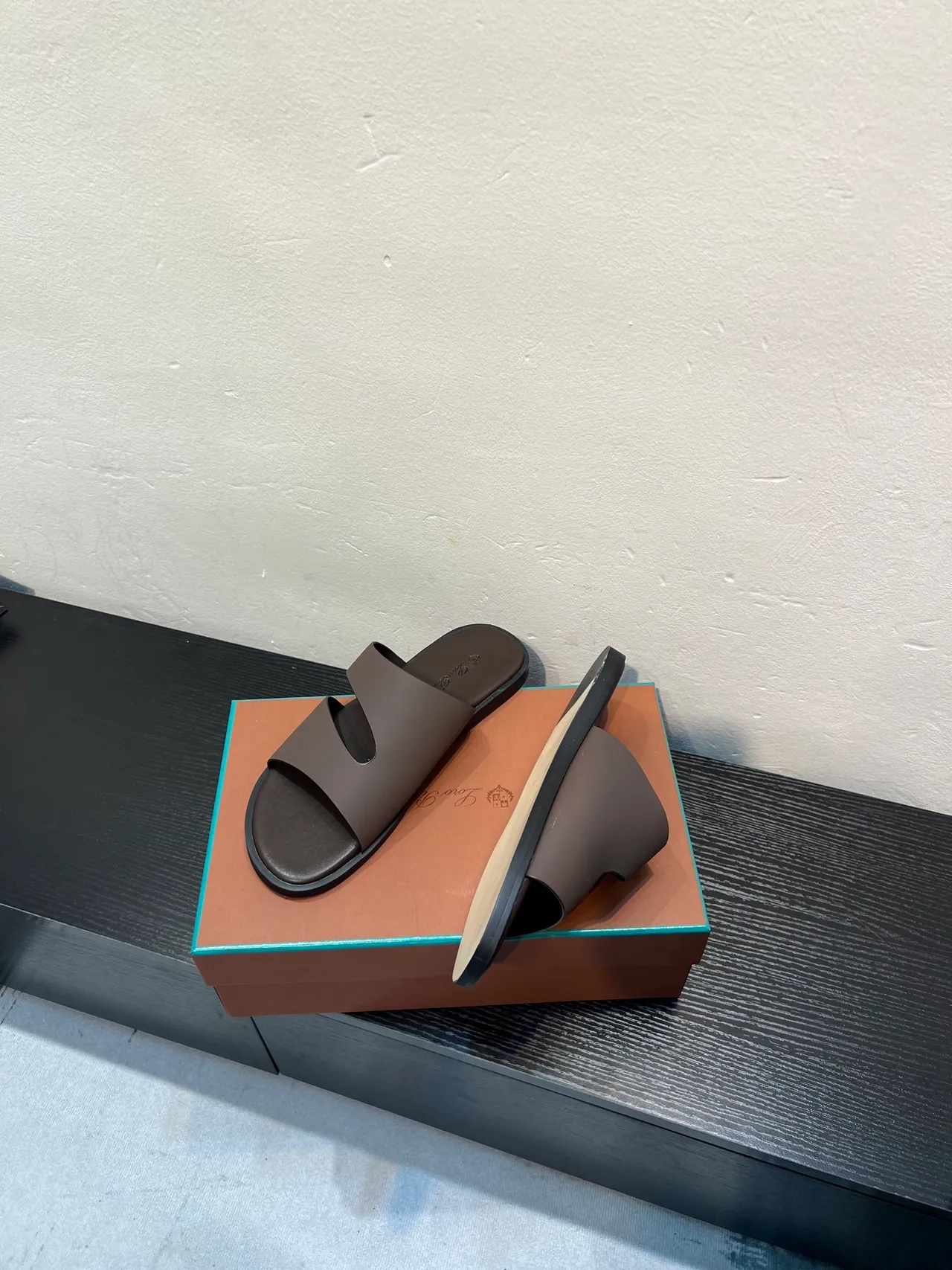 Brown Two-Strap Slide Slipper 4