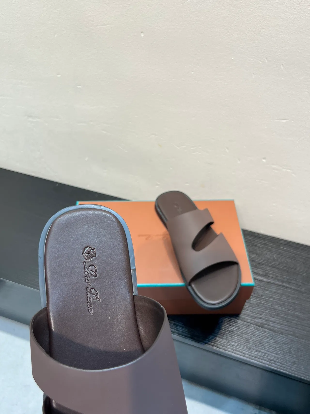 Brown Two-Strap Slide Slipper 7