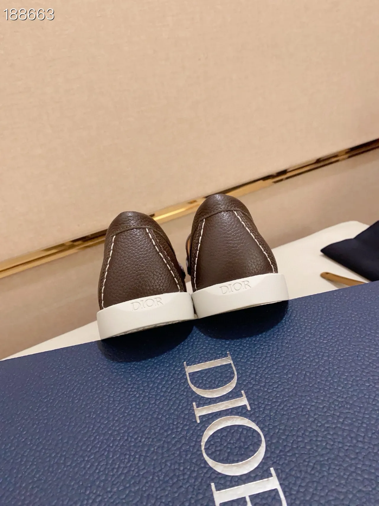 Brown White Pebbled Leather Penny Strap Loafer 2
