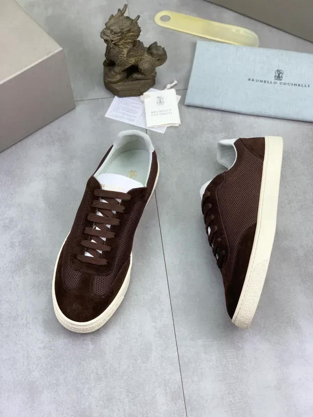 Brunello Cucinelli Brown Suede Mesh Lifestyle Sneaker 6