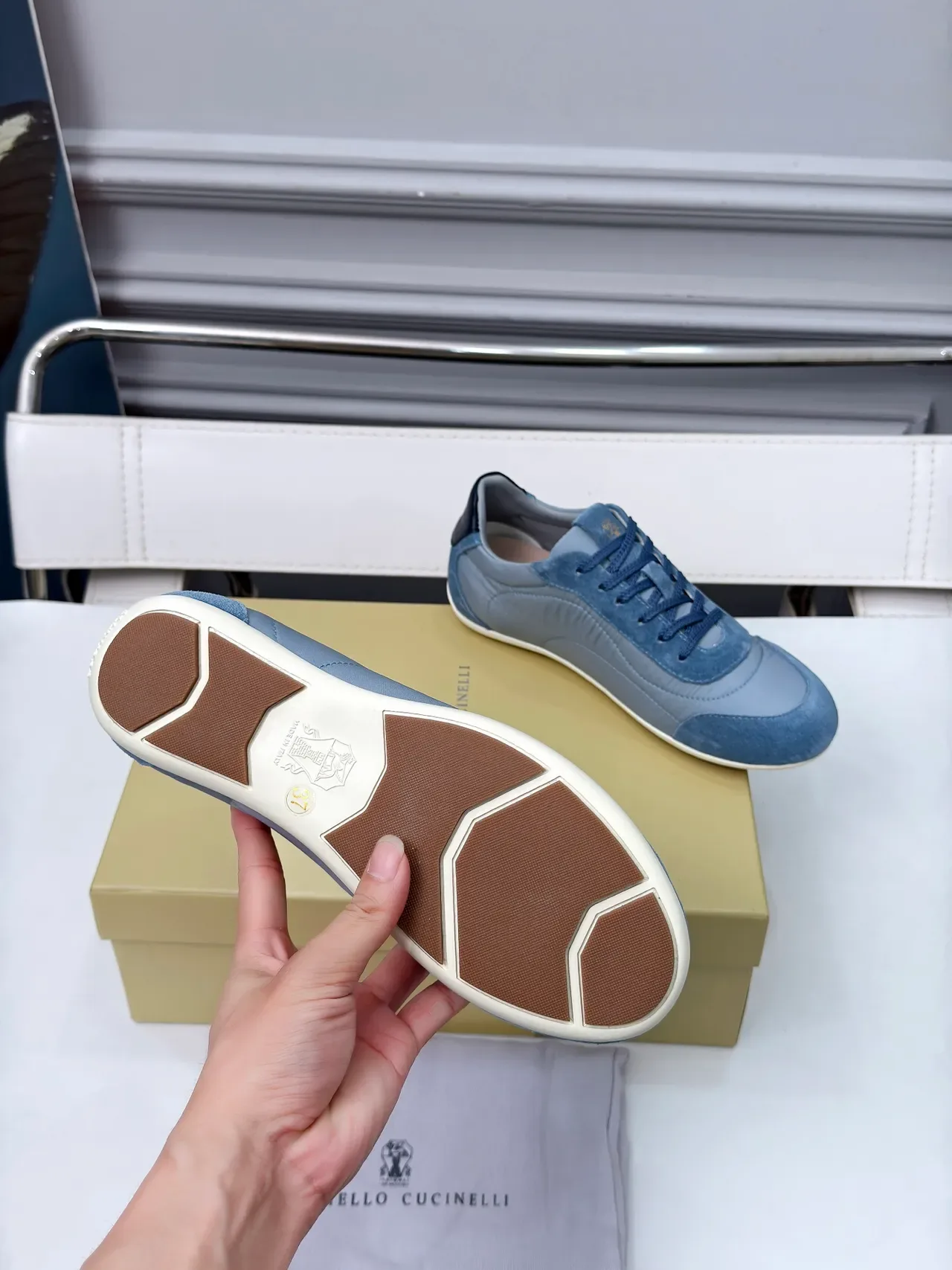 Brunello Cucinelli Low-Top Suede and Textile Sneaker 2