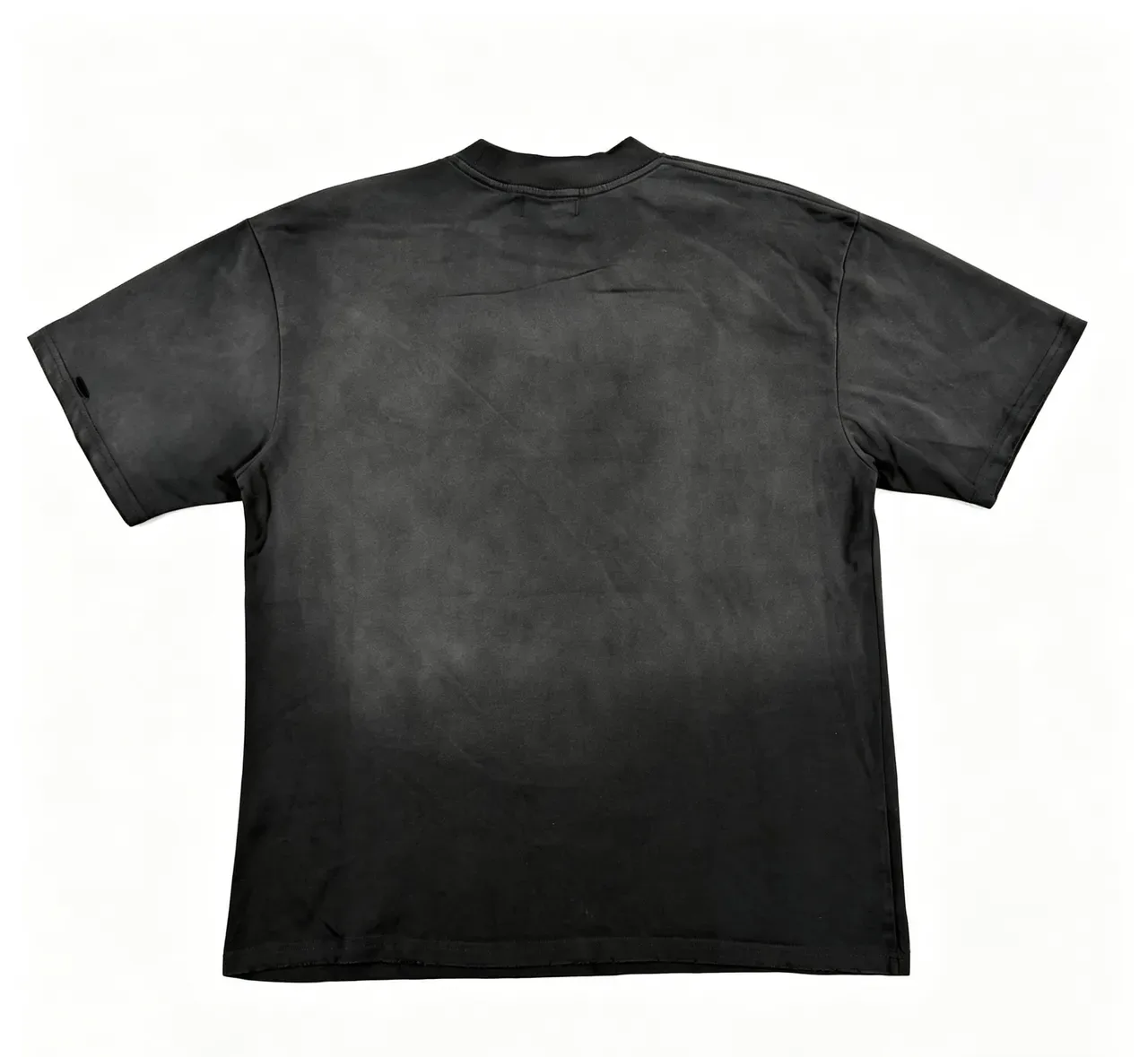 BUAA Acid-Wash Black Graphic Print Rhinestone Car T-Shirt 6