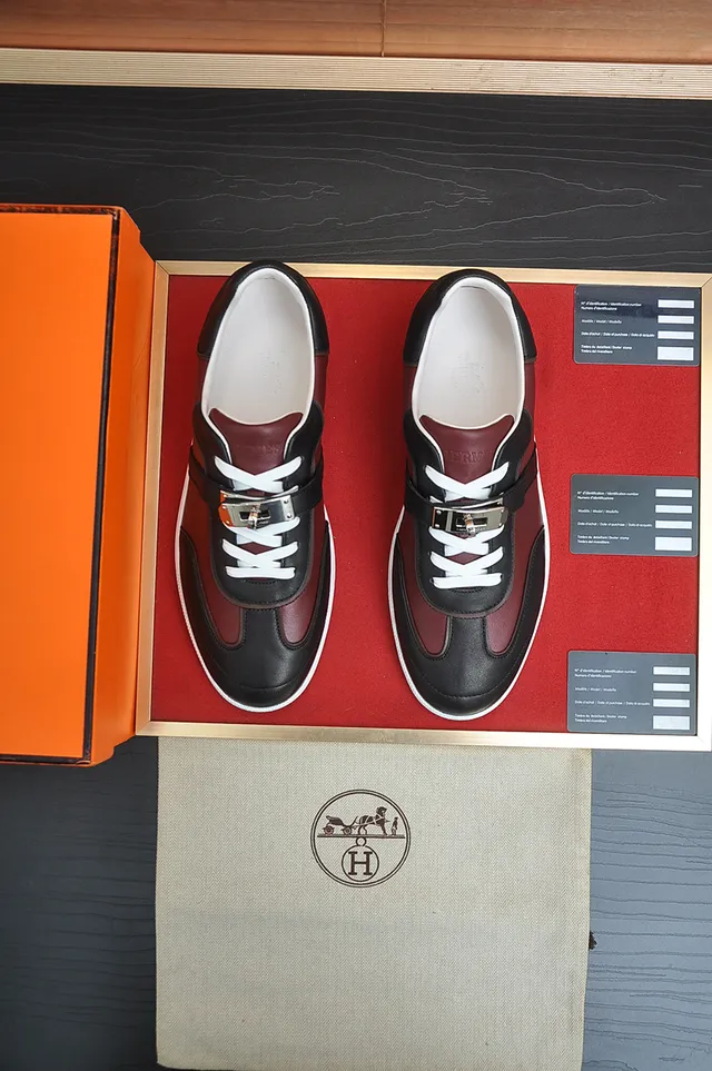 Burgundy and Black Leather Low-Top Lace-Up Sneaker 5
