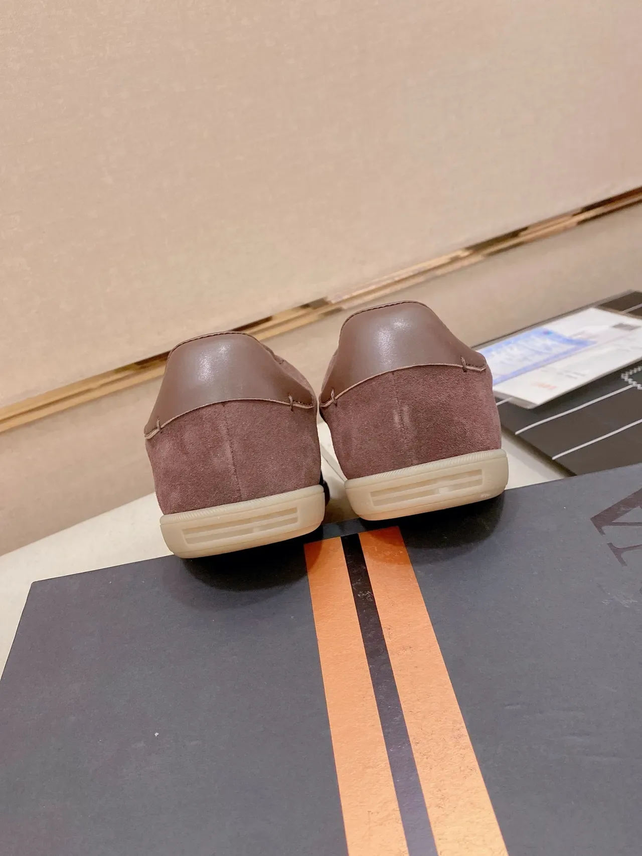 Burgundy Beige Suede Upper Low-Top Sneakers 4