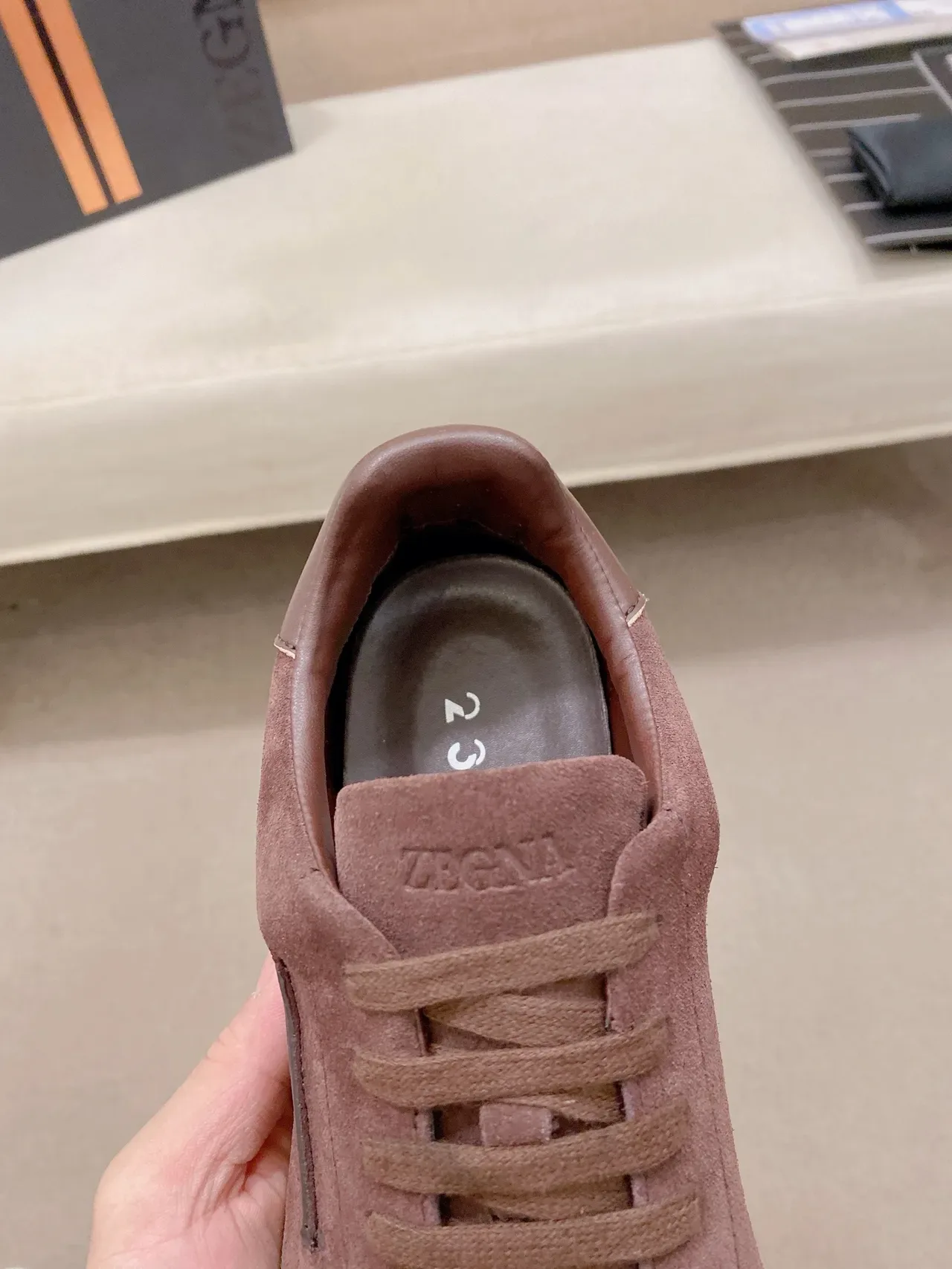 Burgundy Beige Suede Upper Low-Top Sneakers 5