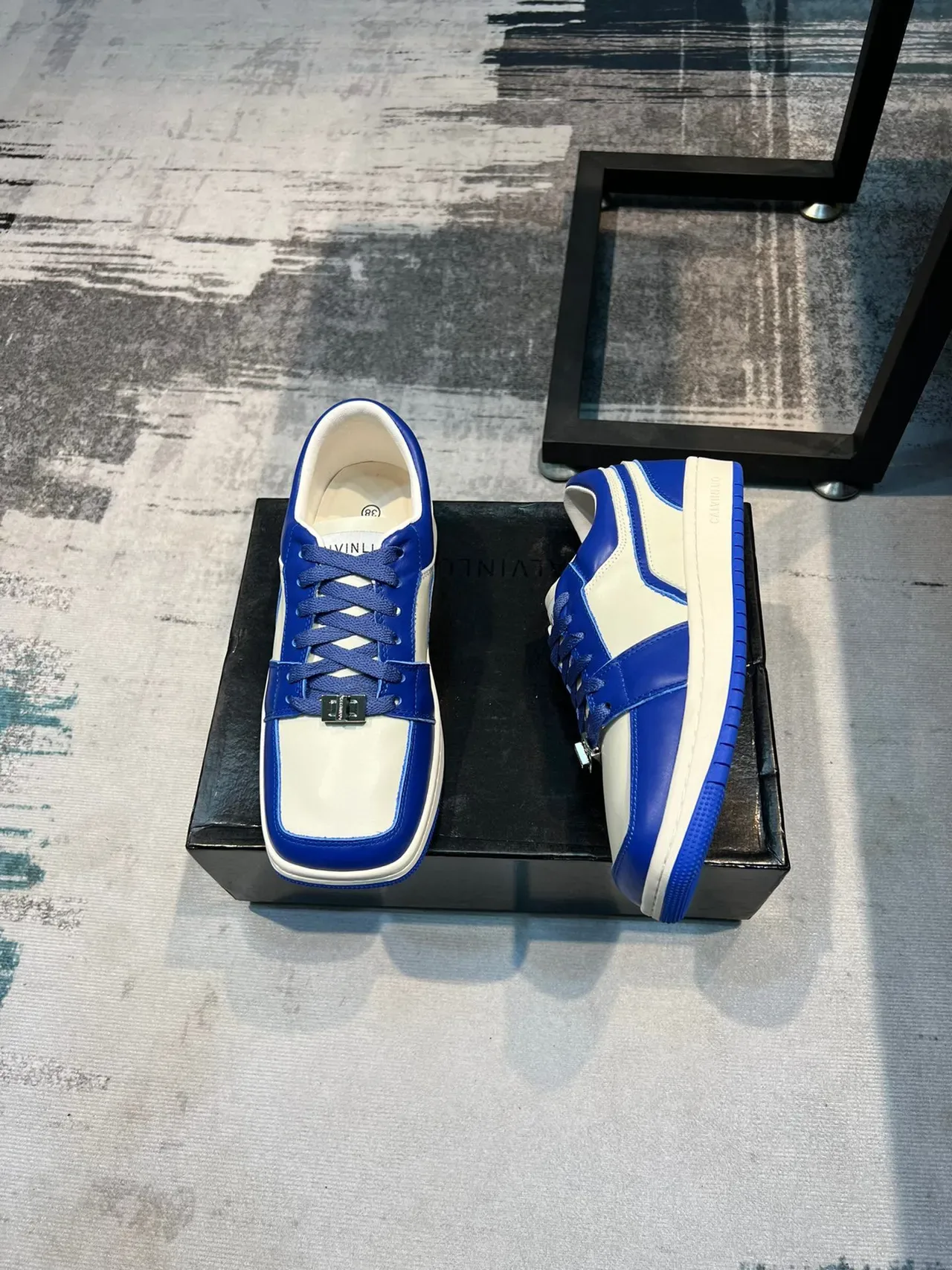 Calvin Luo Panelled Blue and White Lifestyle Sneaker 4