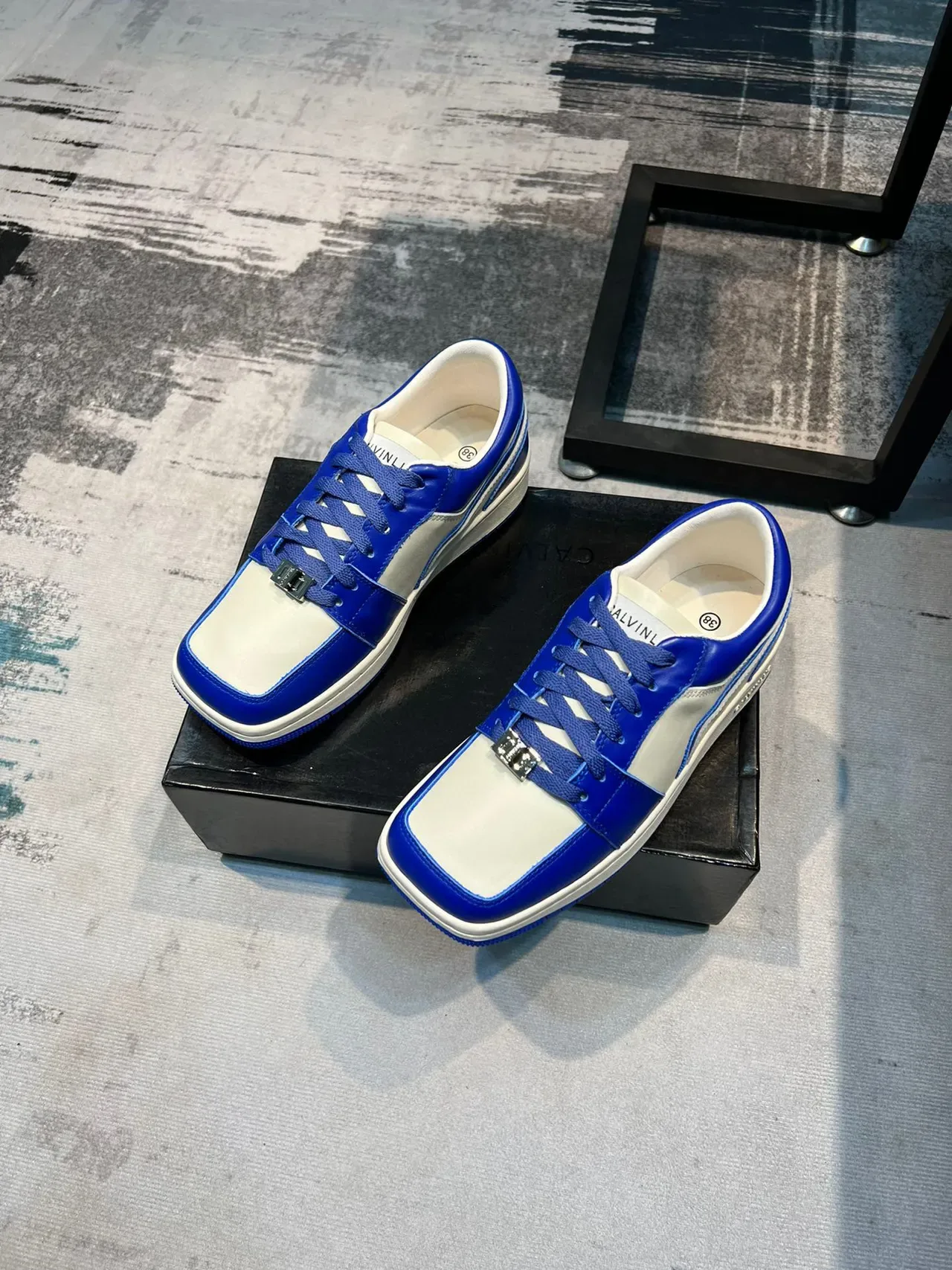 Calvin Luo Panelled Blue and White Lifestyle Sneaker 5
