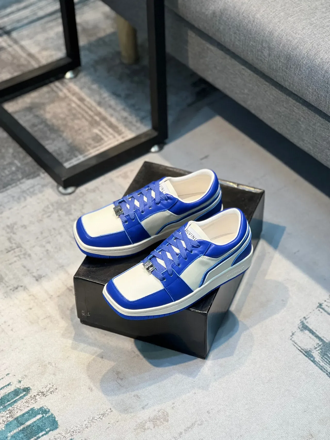 Calvin Luo Panelled Blue and White Lifestyle Sneaker 7