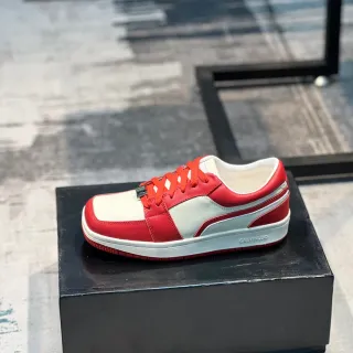 CALVINLUO Tênis Lifestyle Vermelho e Branco com Painéis