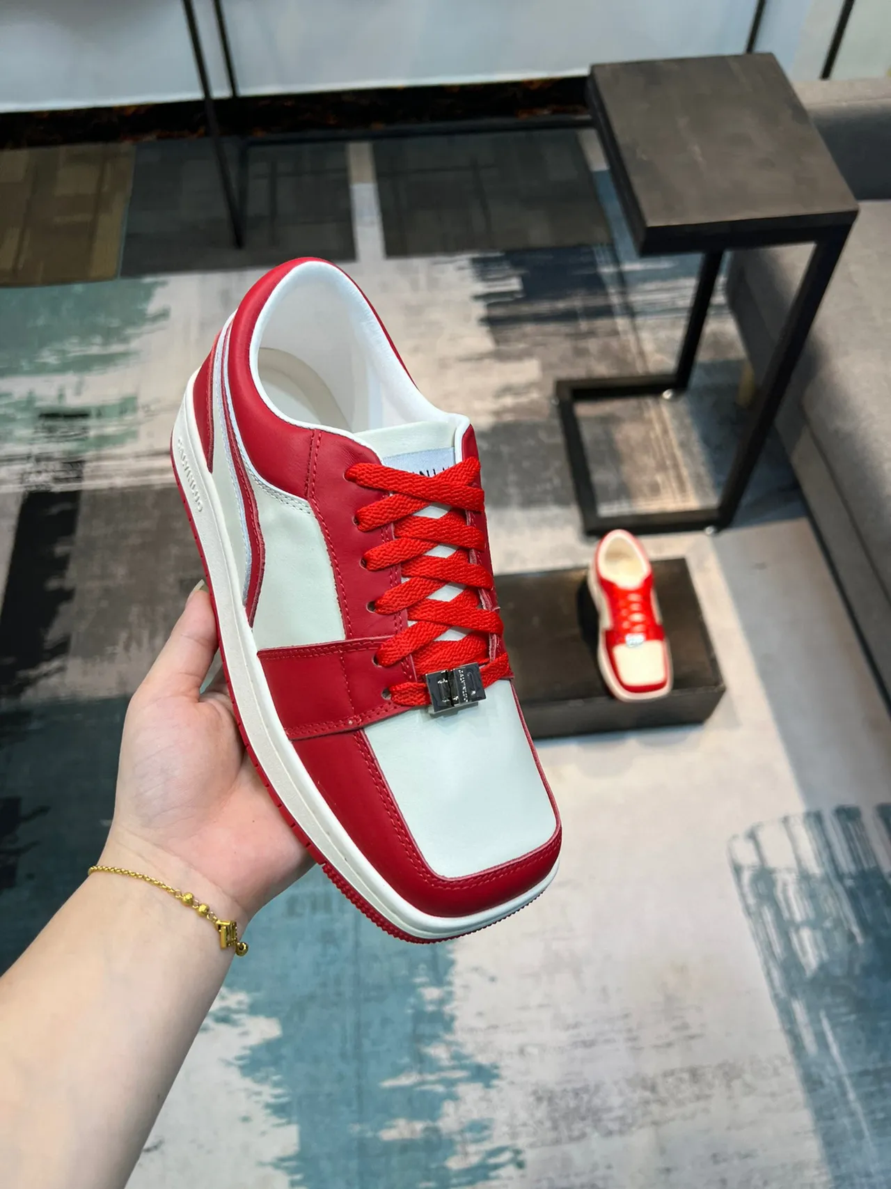 CALVINLUO Panelled Red and White Lifestyle Sneakers 7