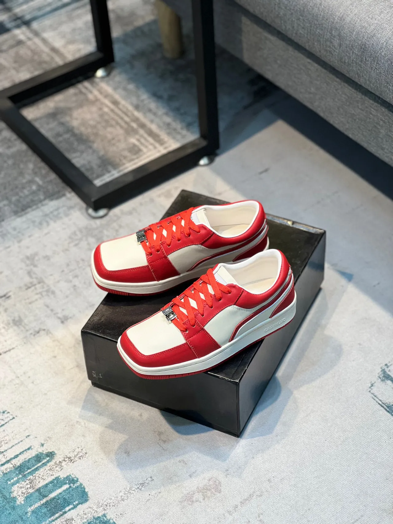 CALVINLUO Panelled Red and White Lifestyle Sneakers 8