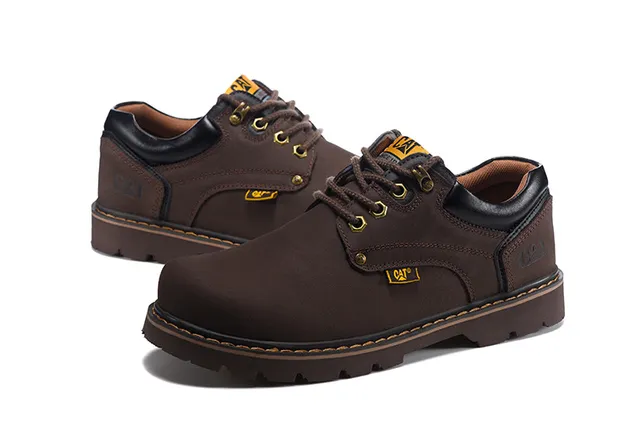 CAT Brown Black Lace-Up Rugged Work Boots 12