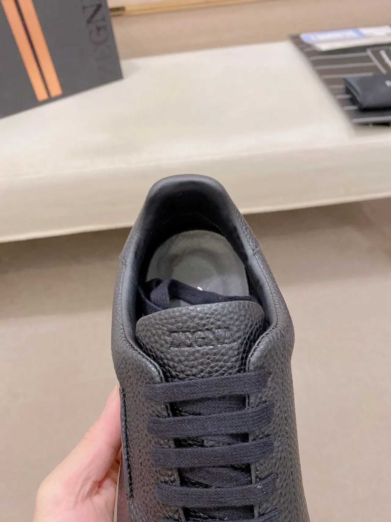 Charcoal Pebbled Leather Low-Top Lifestyle Sneaker 5