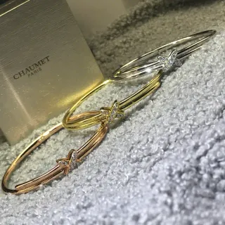 CHAUMET Liens X Motif Pavé Pulseras de Diamantes en Oro de Tres Tonos