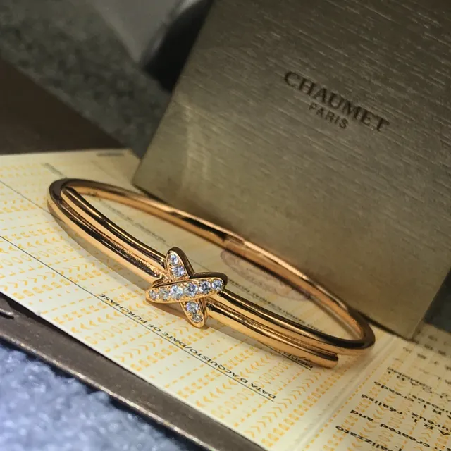 CHAUMET Liens X Motif Pavé Diamond Three-Tone Gold Bracelets 3