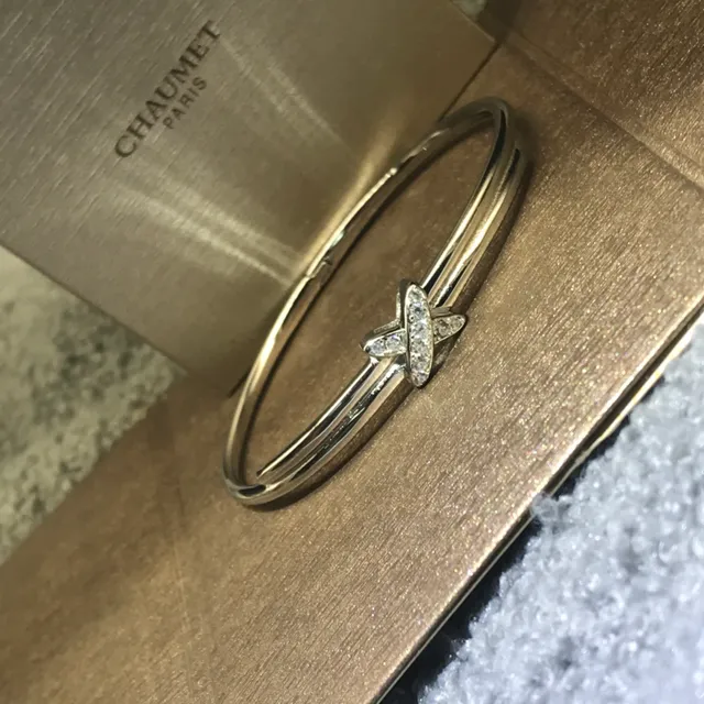 CHAUMET Liens X Motif Pavé Diamond Three-Tone Gold Bracelets 4