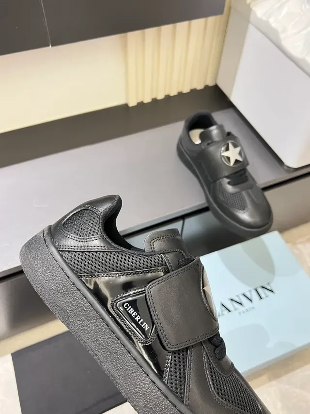 Ciberlin Black Leather and Mesh Strap Sneakers 3