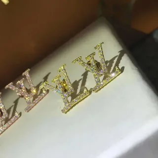 Crystal-Pavé Monogram-Styled Gold-Tone Stud Earrings