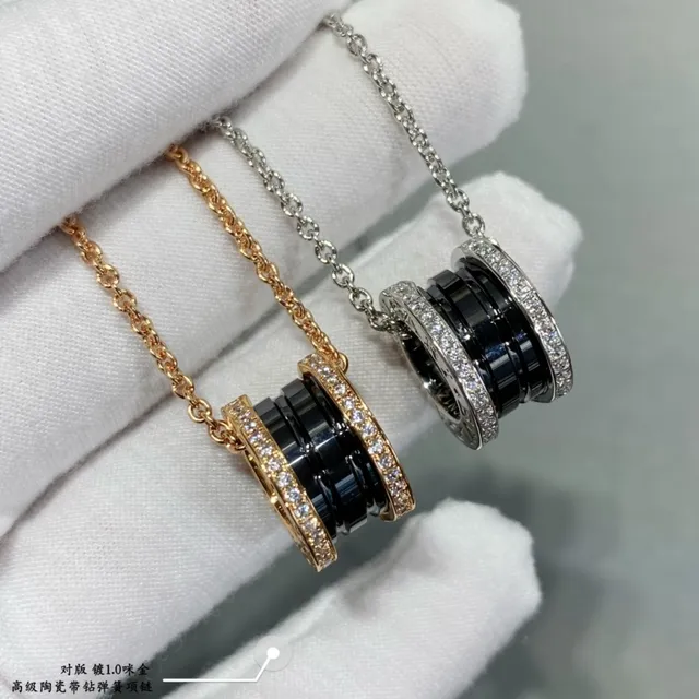 Cylindrical Black and Silver Pendant Necklace 2