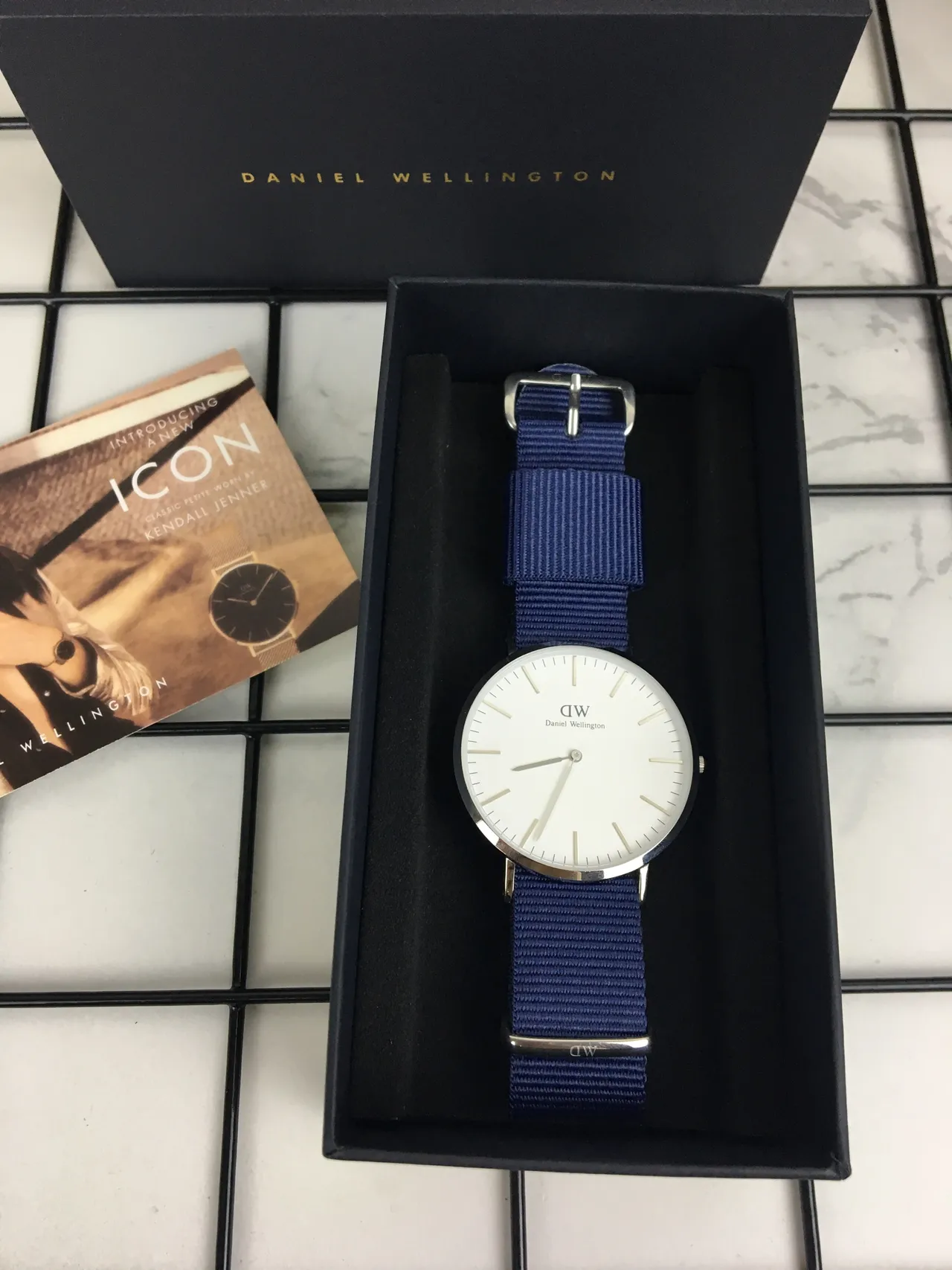 Daniel Wellington Classic White Dial Navy Nylon Strap Quartz Watch 2