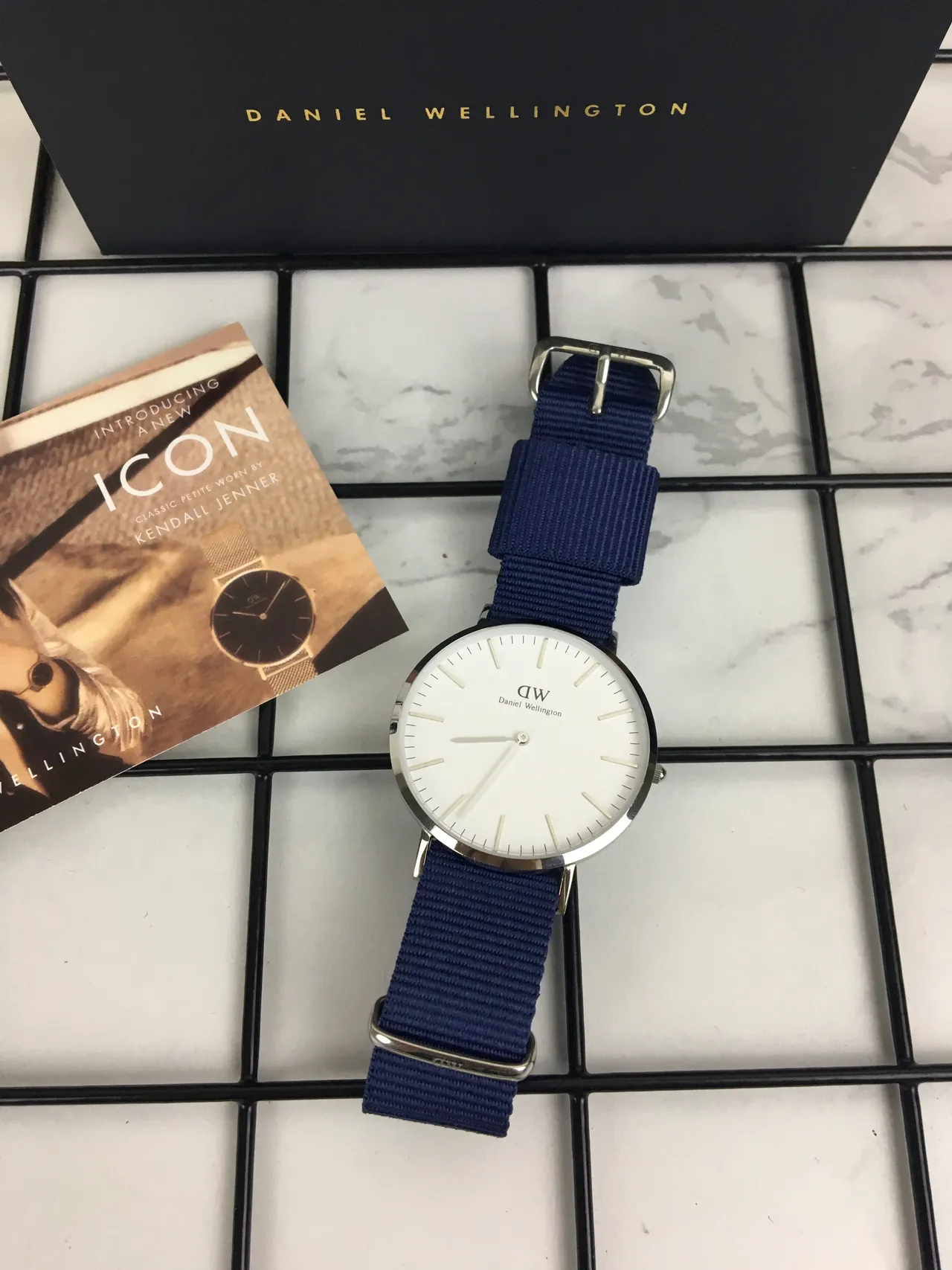 Daniel Wellington Classic White Dial Navy Nylon Strap Quartz Watch 3