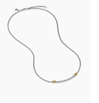 David Yurman Albion Bar Silver Gold Pavé-Set Pendant Two-Tone Necklace 9