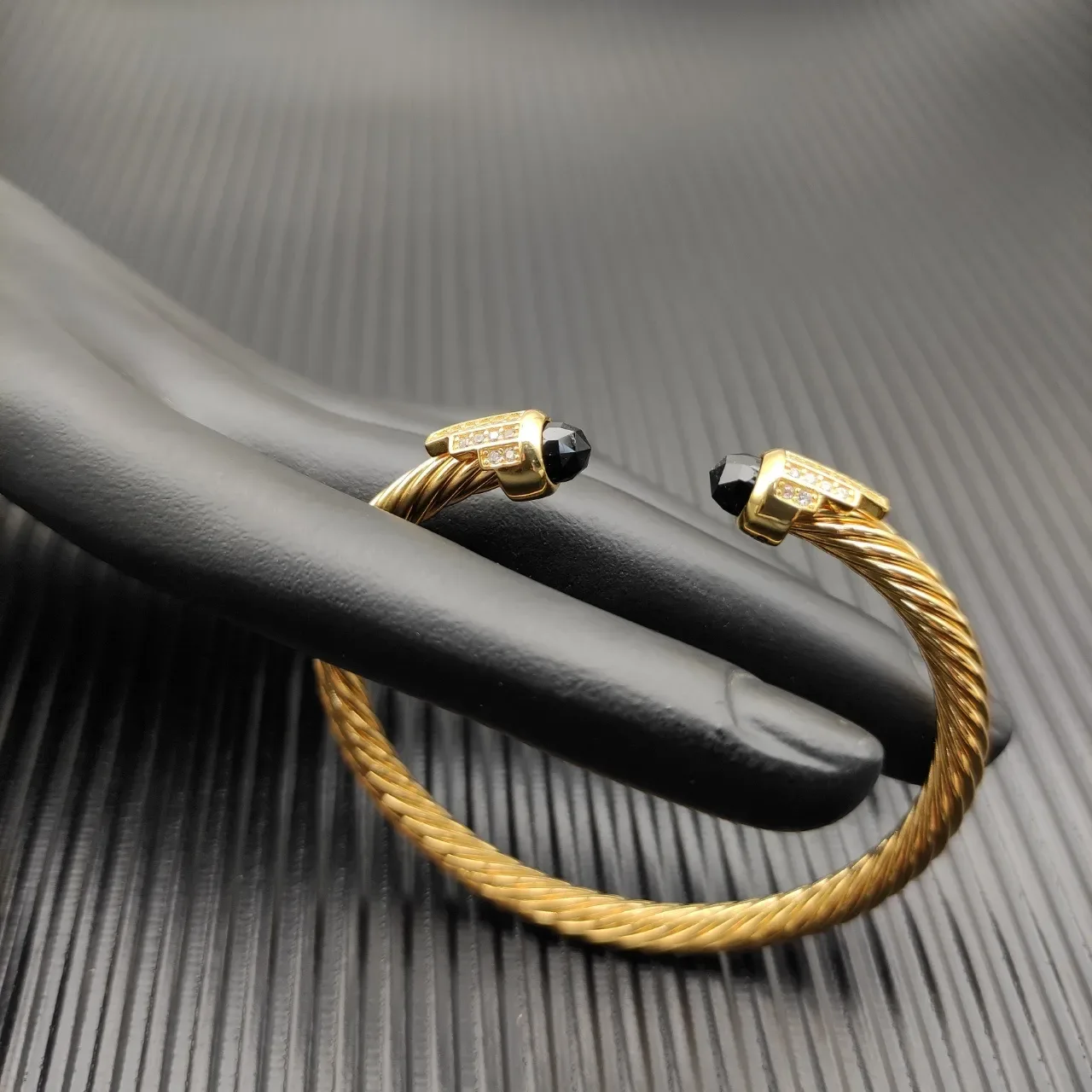 David Yurman Cable Bracelet Gold Black Twisted Bracelet 3