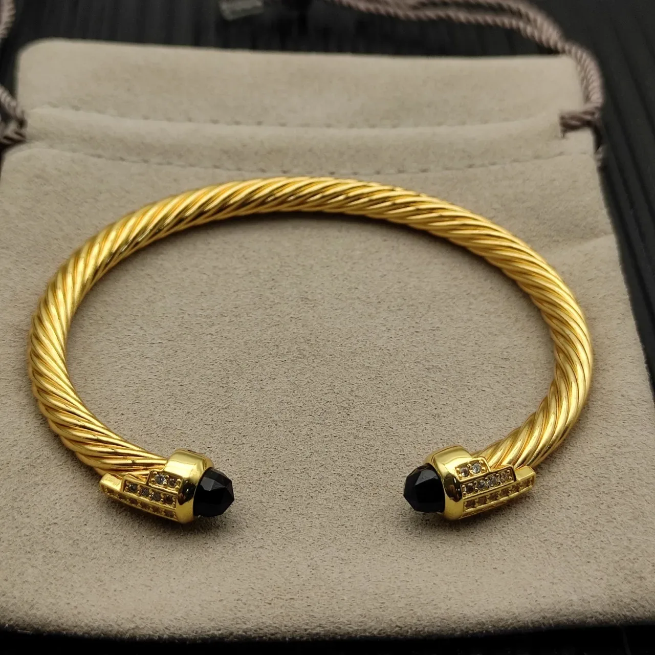 David Yurman Cable Bracelet Gold Black Twisted Bracelet 8
