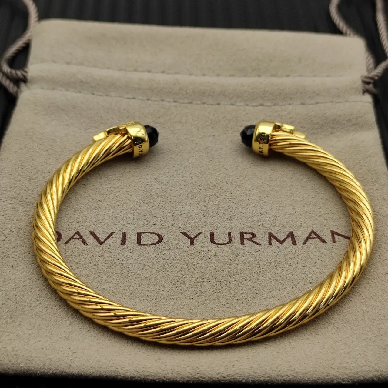 David Yurman Cable Bracelet Gold Black Twisted Bracelet 9