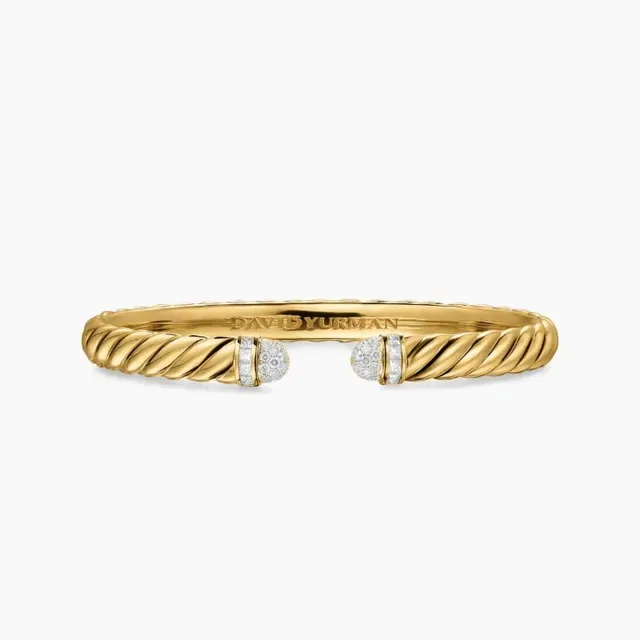 David Yurman Cable Classic Twisted Gold Diamond-Tipped Bracelet 2