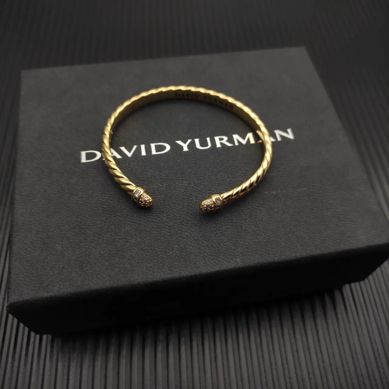 David Yurman Cable Classic Twisted Gold Diamond-Tipped Bracelet 5