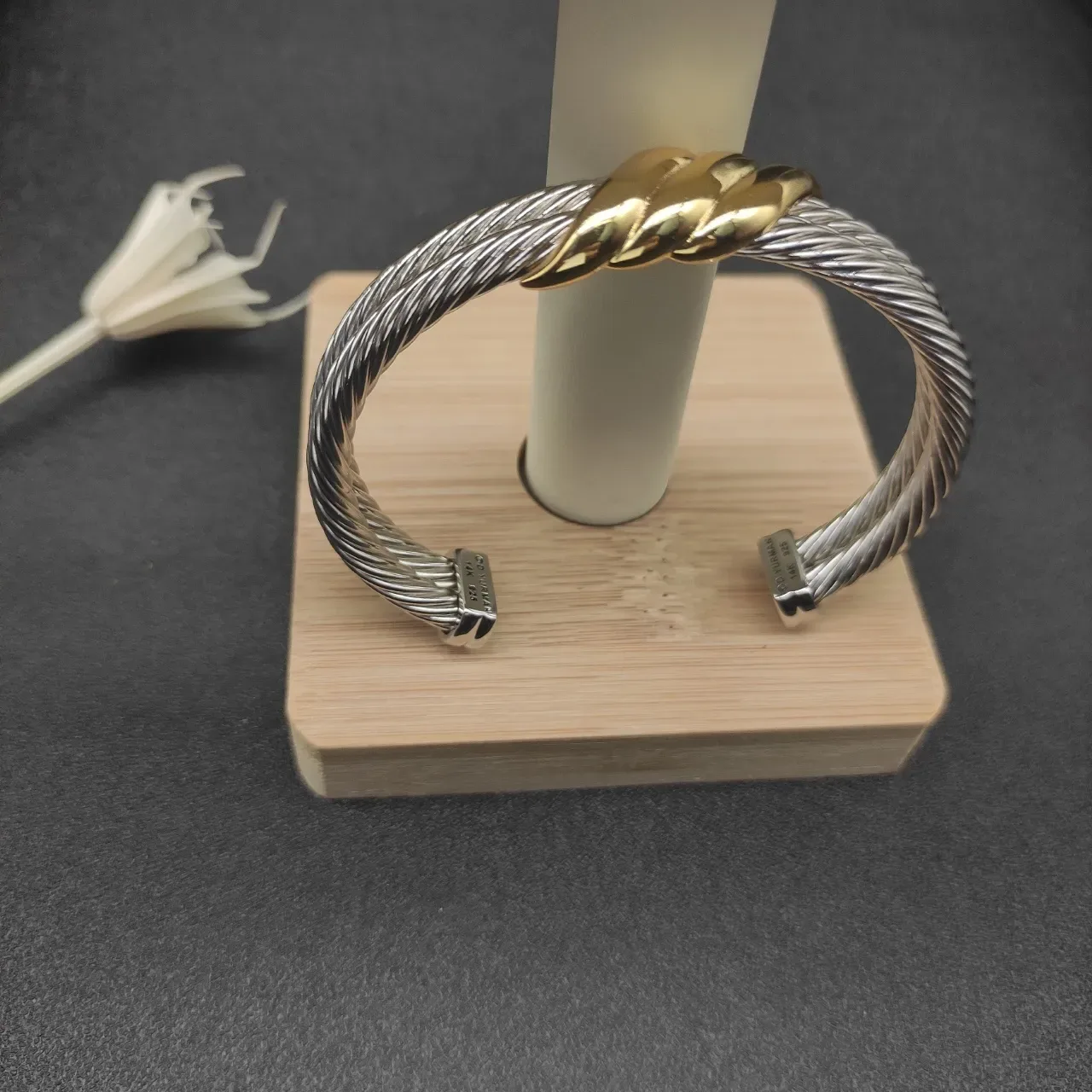 David Yurman Cable Classics Double Cuff Silver Gold Twisted Dual-Tone Bracelet 2