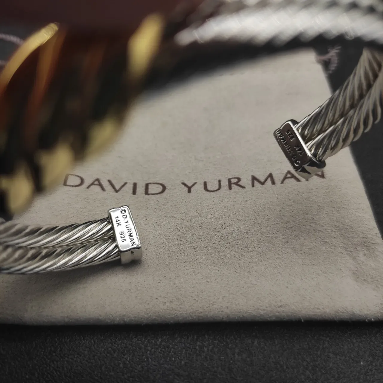 David Yurman Cable Classics Double Cuff Silver Gold Twisted Dual-Tone Bracelet 4