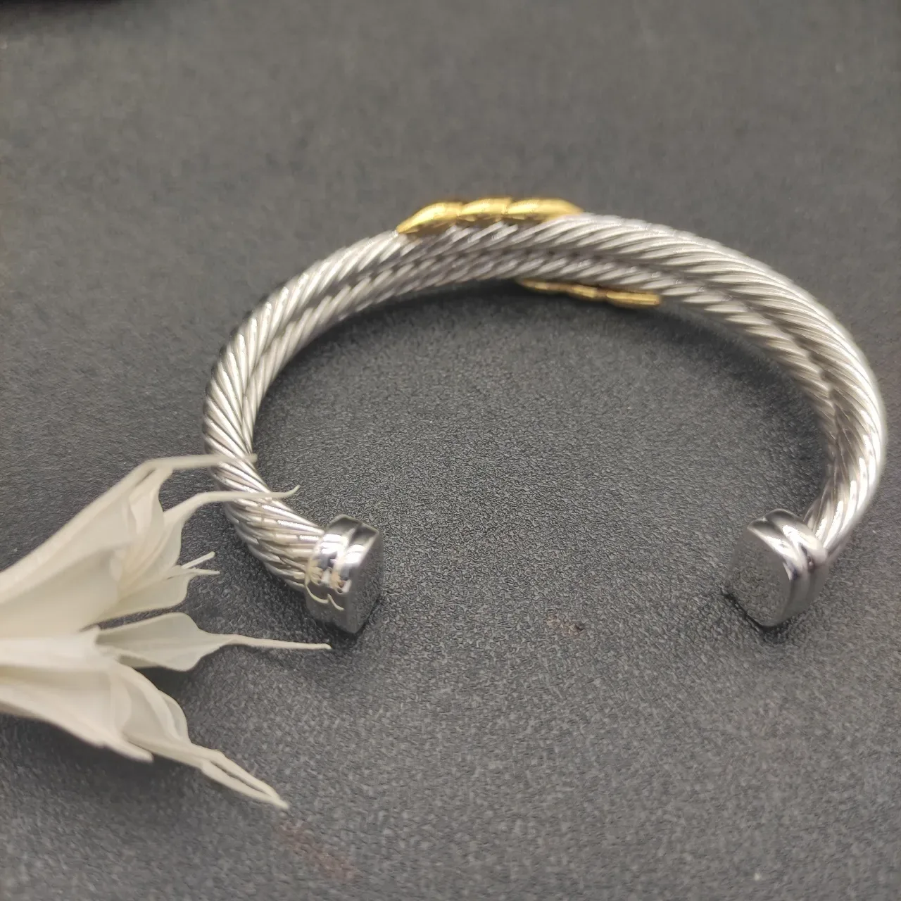 David Yurman Cable Classics Double Cuff Silver Gold Twisted Dual-Tone Bracelet 5