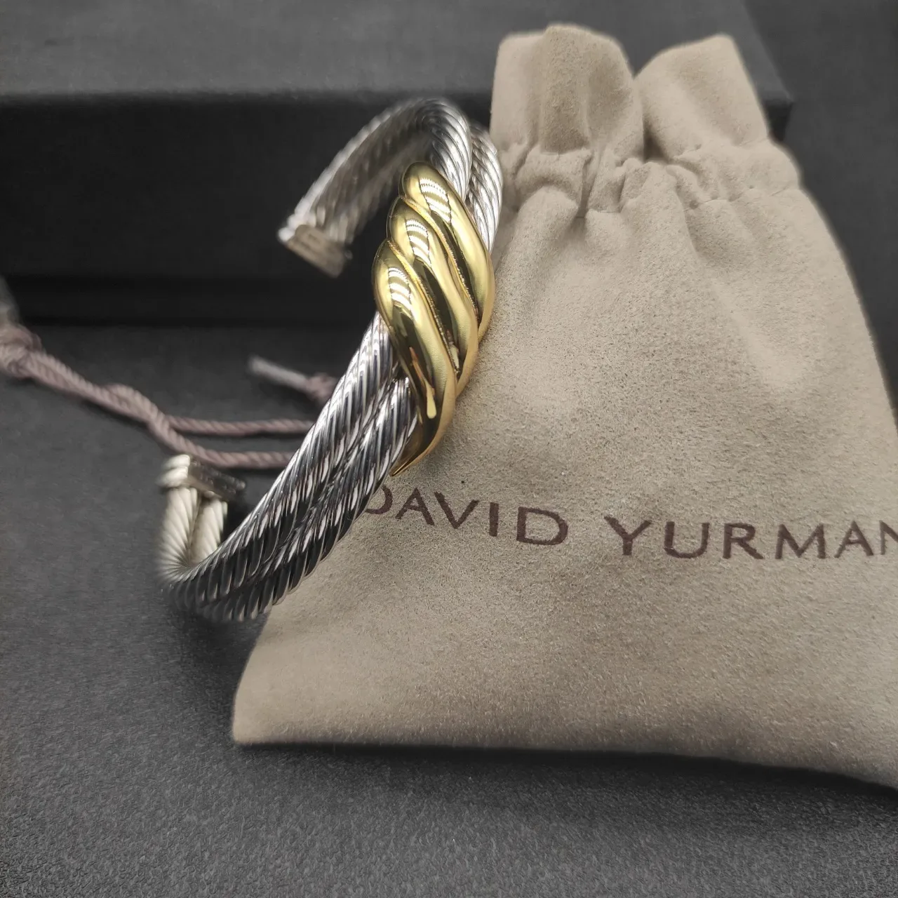 David Yurman Cable Classics Double Cuff Silver Gold Twisted Dual-Tone Bracelet 7