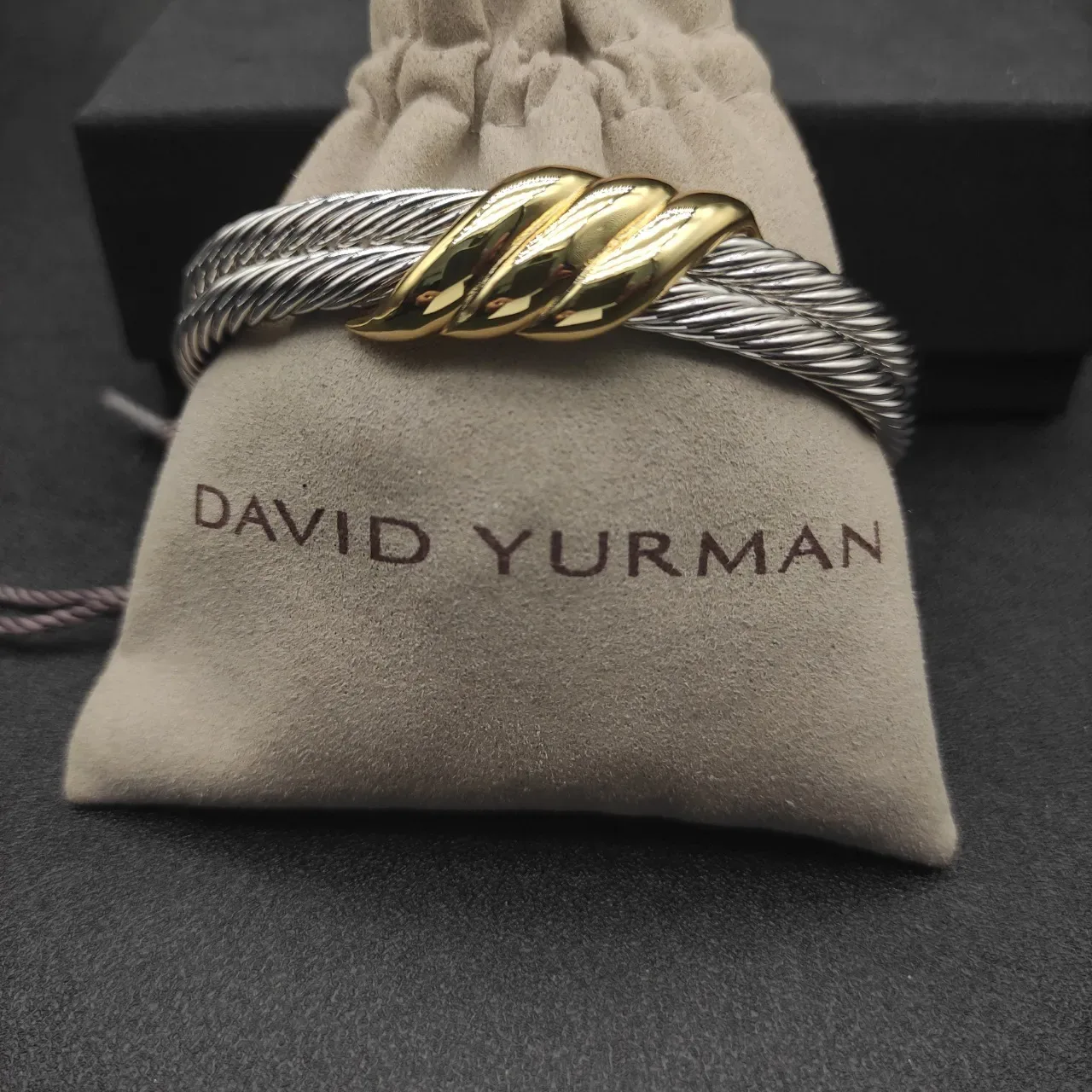 David Yurman Cable Classics Double Cuff Silver Gold Twisted Dual-Tone Bracelet 8