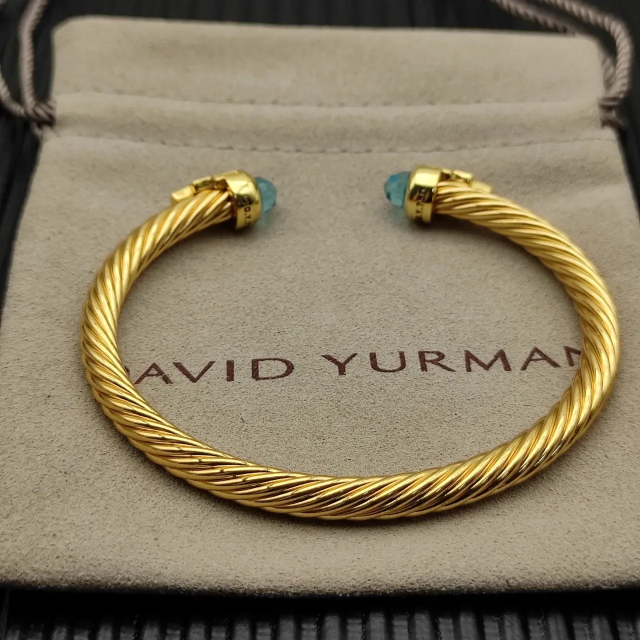 David Yurman Cable Classics Gemstone-Terminal Gold-Tone Bracelet 9