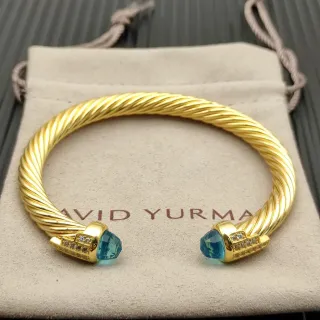 David Yurman Cable Classics إسورة ذهبية زرقاء حجر كريمي ملتوي