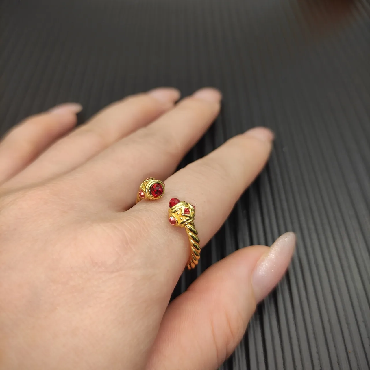 David Yurman Cable Classics Gold Red Twisted Band Open-Ended Ring 7