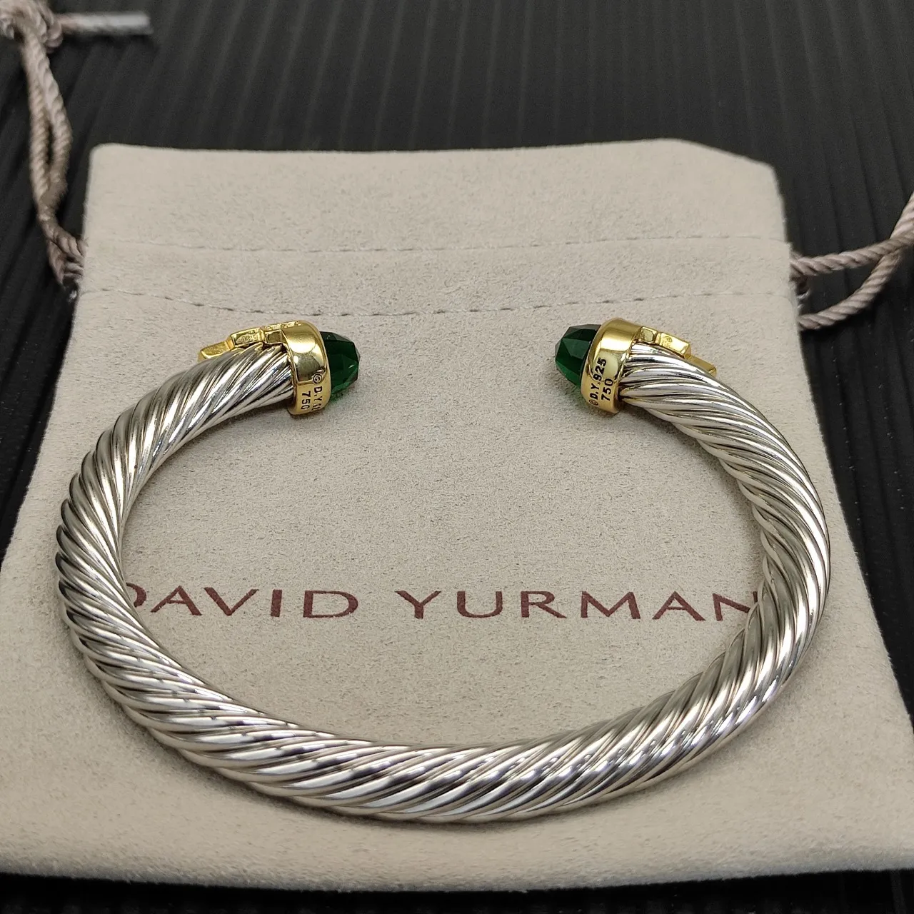 David Yurman Cable Classics Silver Gold Twisted Dual-Tone Metal Bracelet 6